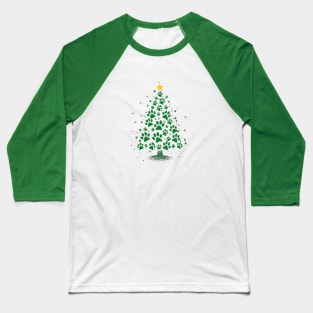 Dog Lover Paw Print Christmas Tree Baseball T-Shirt